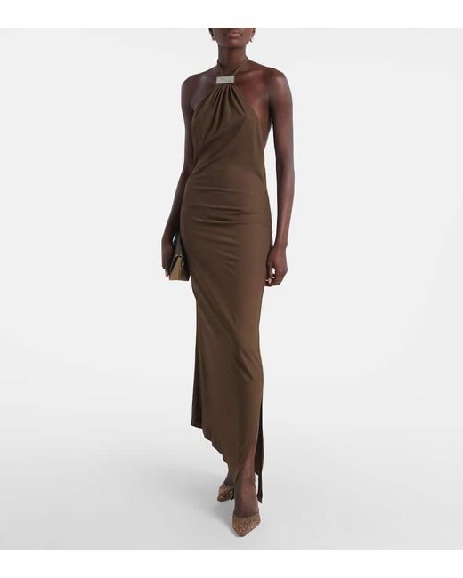 Jimmy Choo Brown Mules Vivi 65 Aus Mesh Mit Kristallen