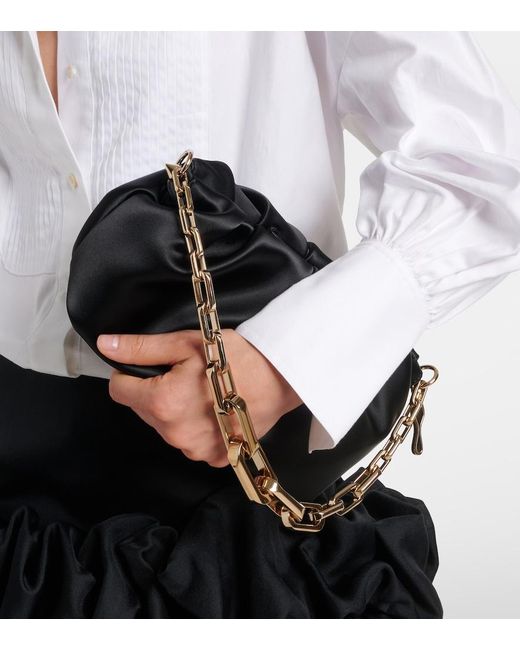 Christian Louboutin Black Eva Small Satin Shoulder Bag