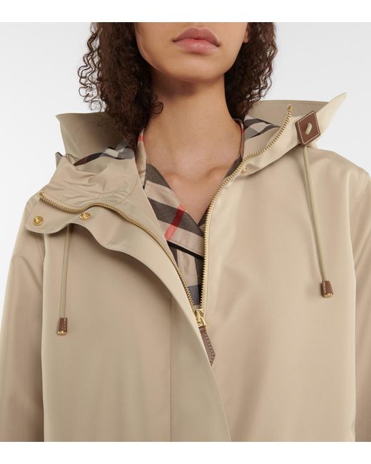 Burberry Oversized Nylon Hooded Rain Jacket in Natural | Lyst