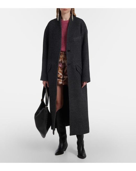 Isabel Marant Black Mantel Eris Aus Einem Wollgemisch