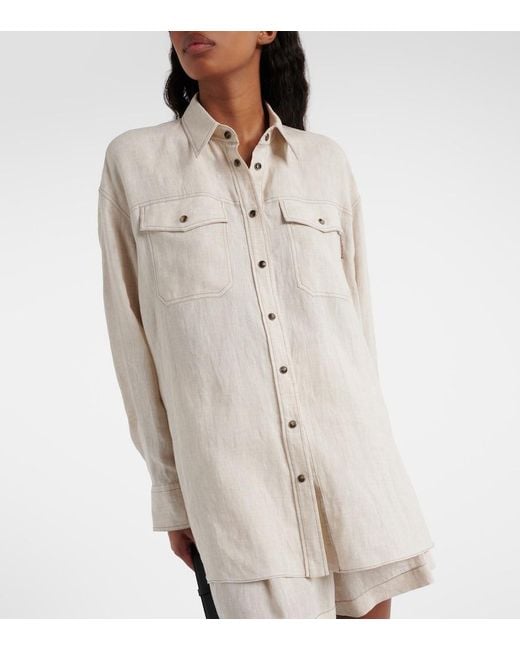 Brunello Cucinelli Natural Oversized Linen Shirt