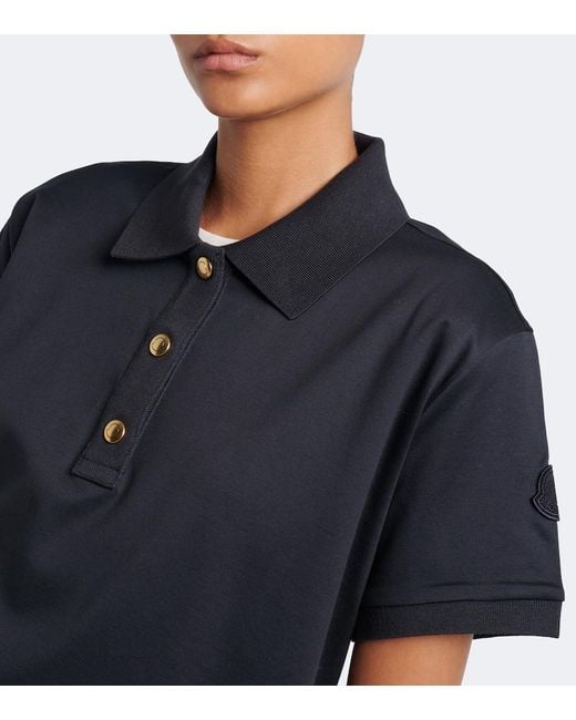Moncler Black Cotton Jersey Polo Shirt