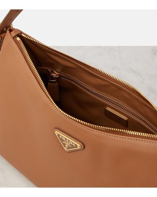 Prada Brown Aimee Large Leather Shoulder Bag