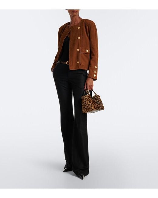 Saint Laurent Brown Le 5 A 7 Bea Baby Calf Hair Top-Handle Bag