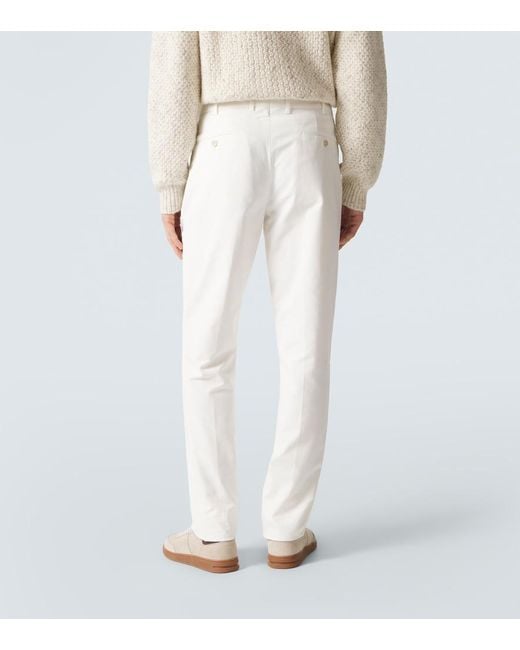 Loro Piana White Carlo Cotton-Blend Straight Pants for men