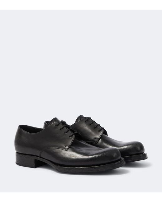 Prada Black Leather Derby Shoes for men