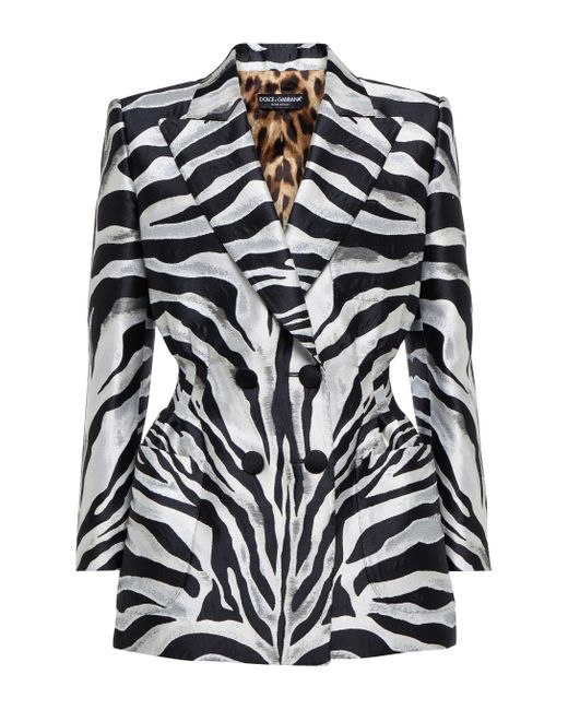 Dolce & Gabbana Zebra-print Jacquard Blazer in White | Lyst UK