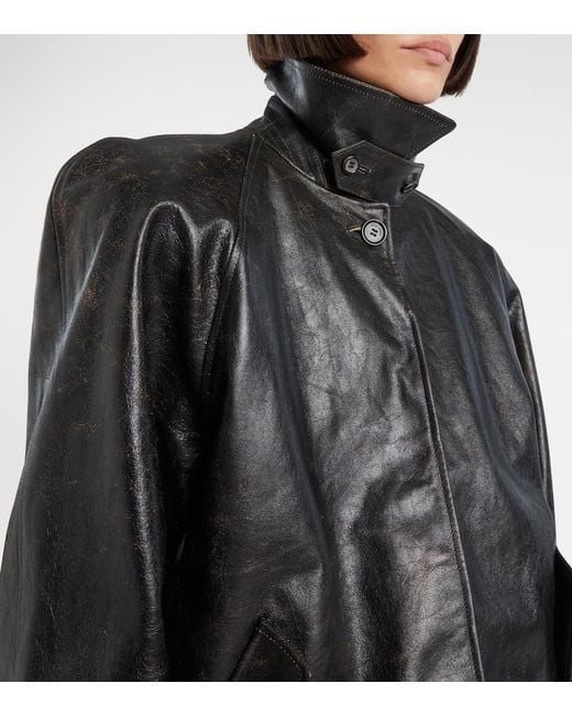 Magda Butrym Black Belted Leather Jacket