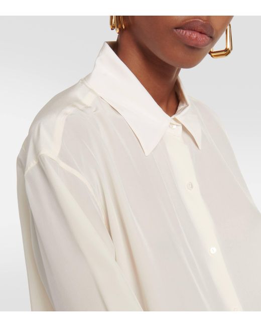 Nili Lotan White Julien Oversized Silk Shirt