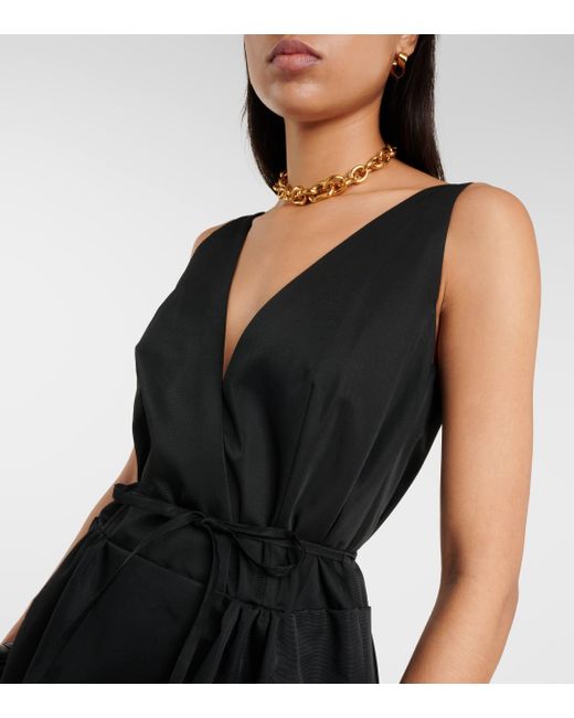 Altuzarra Black Anouk V-neck Cotton-blend Midi Dress