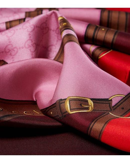 Gucci Red Printed Silk Twill Carré