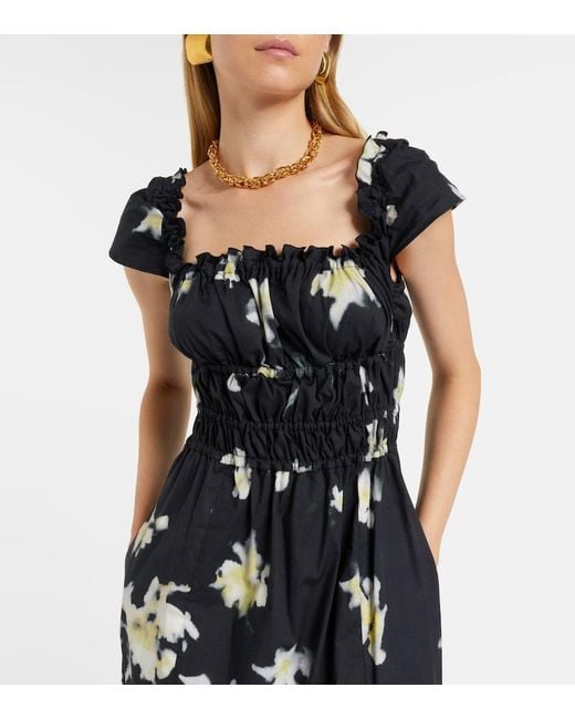 Altuzarra Black Floral Cotton-Blend Midi Dress