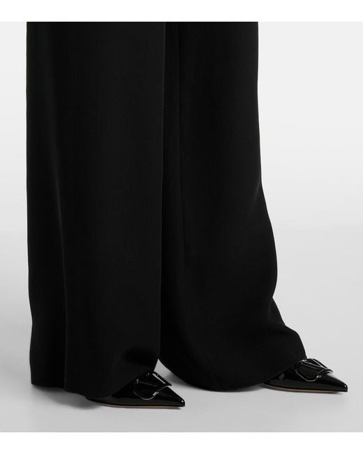 Valentino Black Cady Couture Wide-Leg Pants