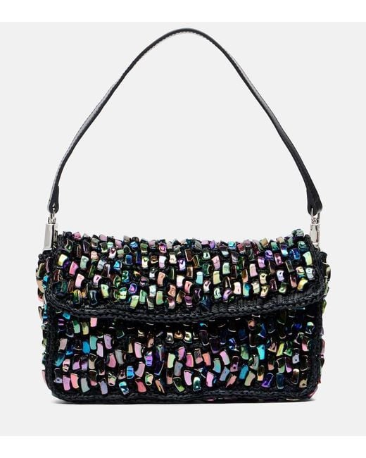 Staud Black Timmy Beaded Shoulder Bag