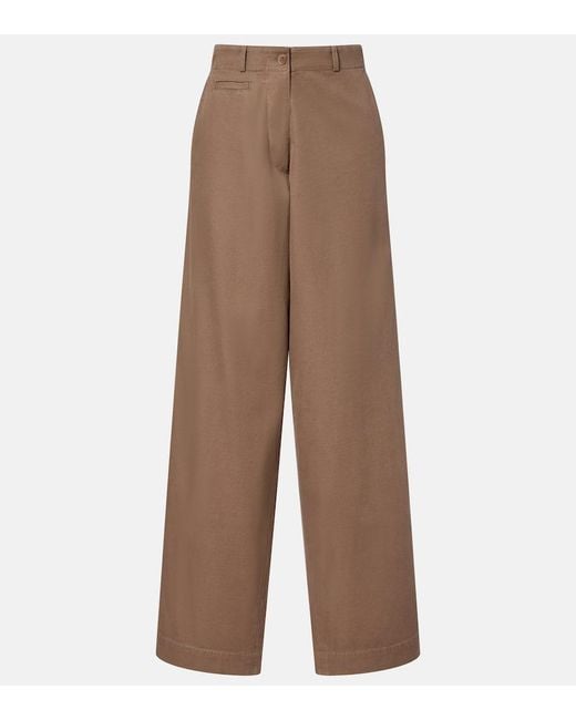 The Row Brown Fadry Cotton-Blend Gabardine Wide-Leg Pants