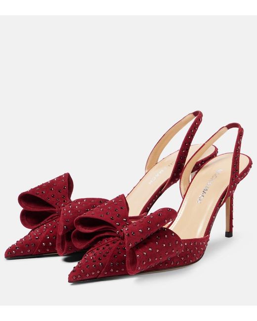 Mach & Mach Red Le Cadeau 85 Suede Slingback Pumps
