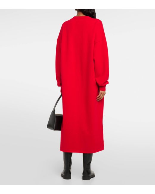 Extreme Cashmere Red Weird Cashmere-blend Midi Dress