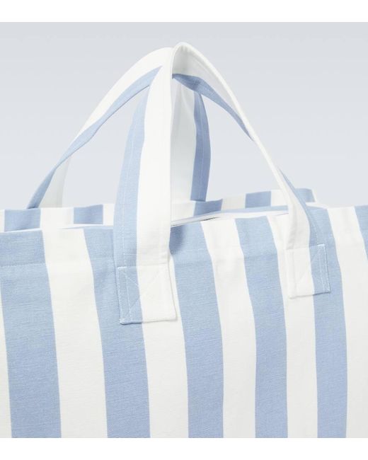 King & Tuckfield Blue Large Striped Cotton Canvas Tote Bag for men