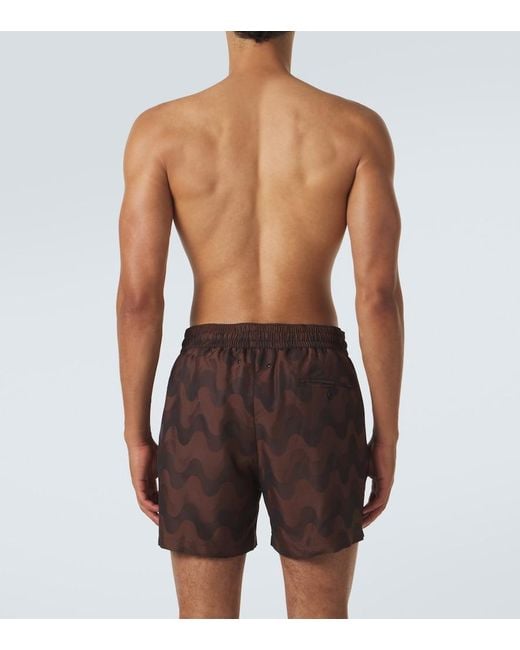 Frescobol Carioca Brown Rio Printed Jacquard Swim Trunks for men