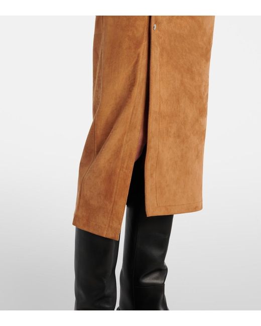 Rabanne Brown Ruched Suede Midi Skirt