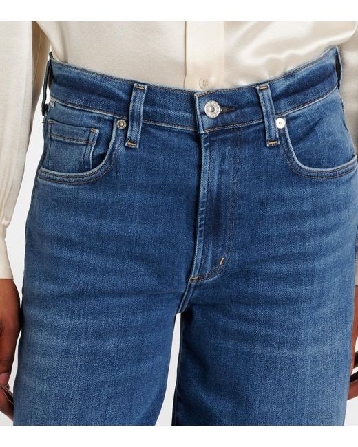 Citizens of Humanity Blue Mid-Rise Wide-Leg Jeans
