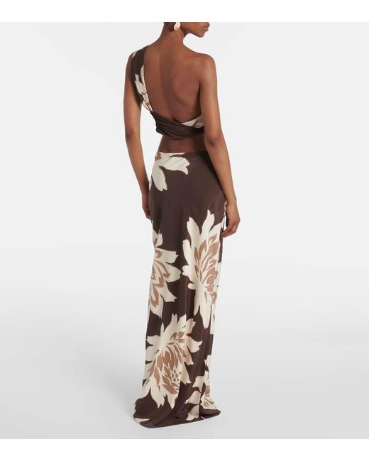Top De Saten De Seda Floral Sir de color Brown
