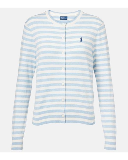 Polo Ralph Lauren Blue Cardigan Aus Einem Baumwollgemisch