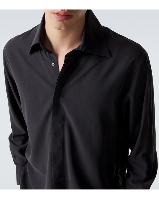 Saman Amel Blue Silk Shirt for men