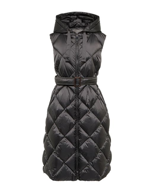 Max Mara Synthetic Tregil Longline Quilted Vest in Black | Lyst