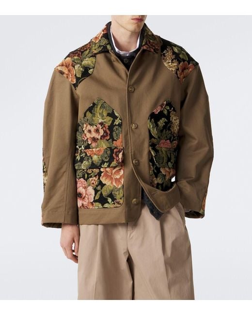 Simone Rocha Green Floral Patchwork Cotton Jacket for men