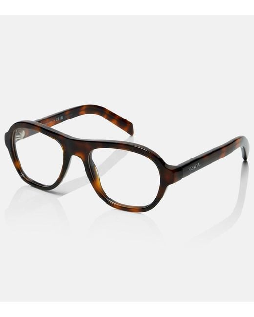 Prada Brown Logo Aviator Glasses