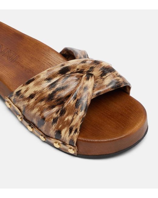 Ganni Brown Tia Leopard-Print Clogs