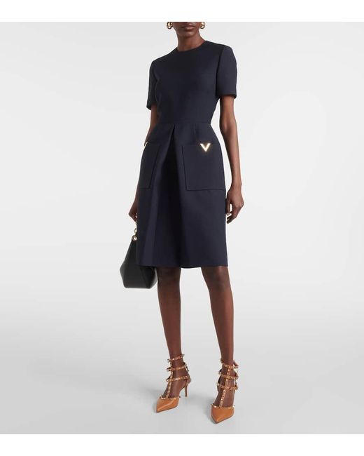 Valentino Blue Minikleid VGold aus Crepe Couture