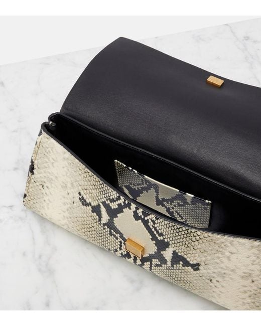 Khaite Metallic Audrey Snake-Effect Leather Clutch