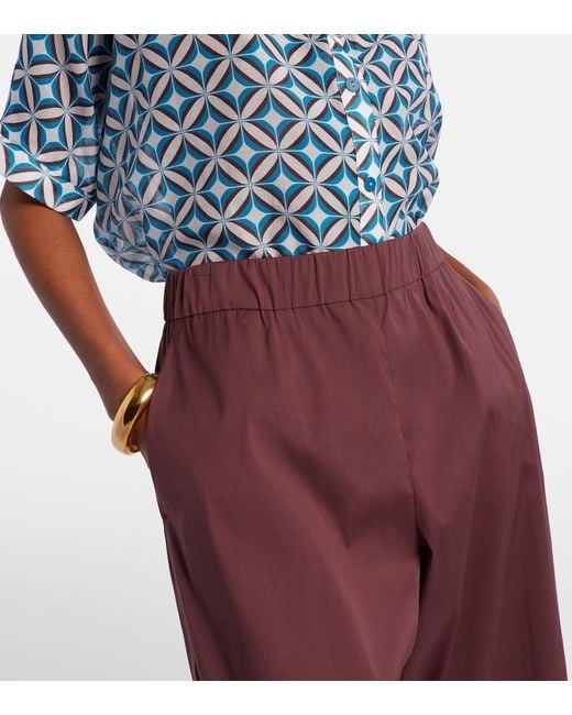 Max Mara Red Pece Cotton-Blend Wide-Leg Pants