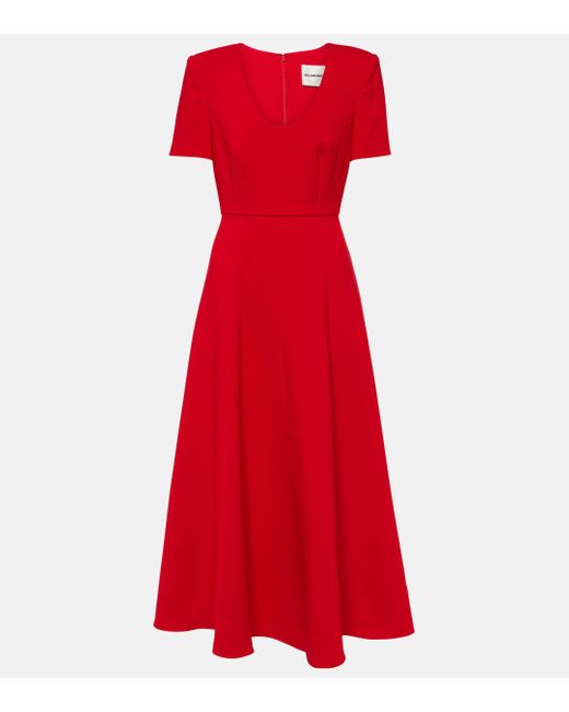 Roland Mouret Red Crepe Midi Dress