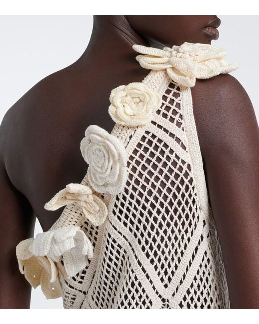 J.W. Anderson White Floral-Applique Crochet Cotton Maxi Dress
