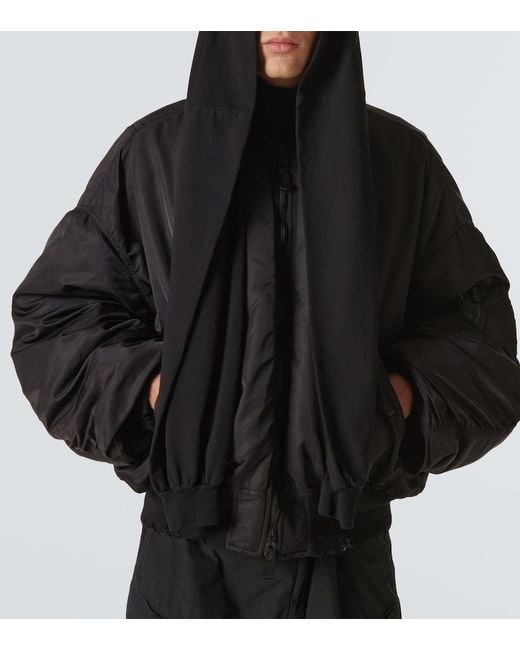 Balenciaga Black Incognito Hooded Bomber Jacket for men