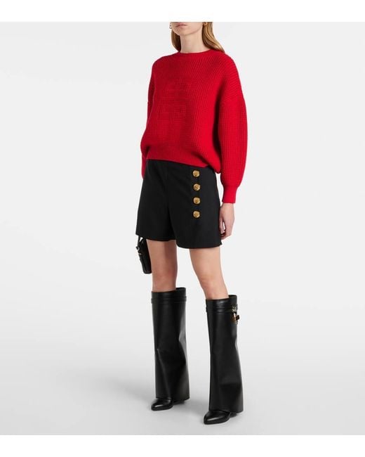 Givenchy Black Verzierte Shorts Aus Wolle Und Mohair