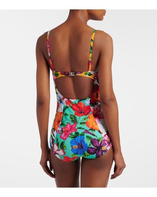 Dolce & Gabbana Red Floral Swimsuit
