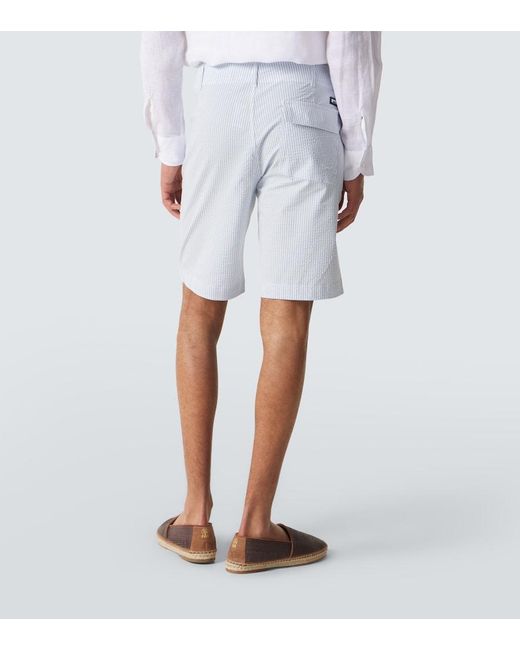 Vilebrequin Blue Brad Striped Seersucker Bermuda Shorts for men