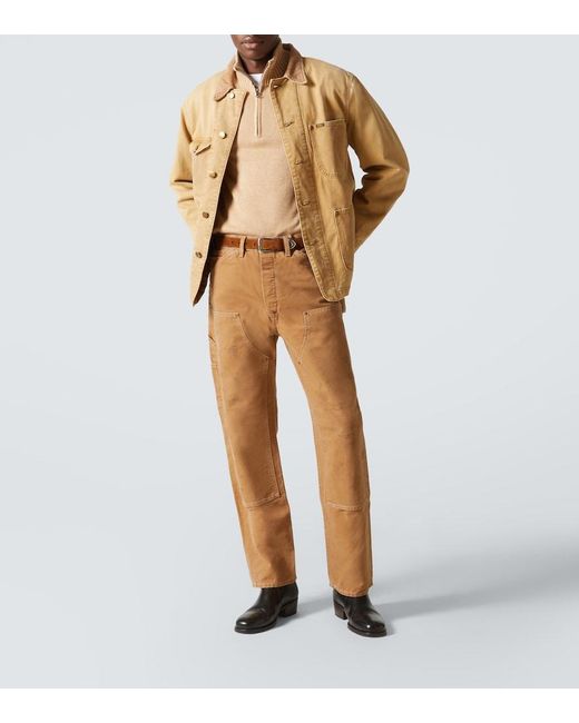 RRL Natural Hamilton Cotton Canvas Straight Pants for men