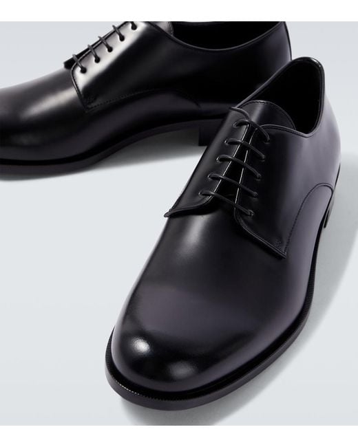 Giorgio Armani Black Leather Derby Shoes for men