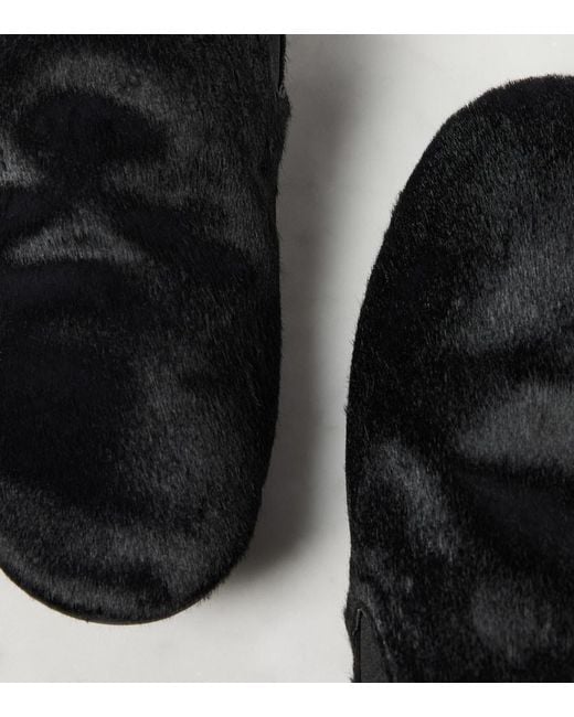 The Row Black Vincit Pony Hair Slip-On Shoes