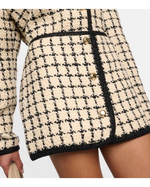 Miu Miu Natural Checked Wool-blend Boucle Miniskirt