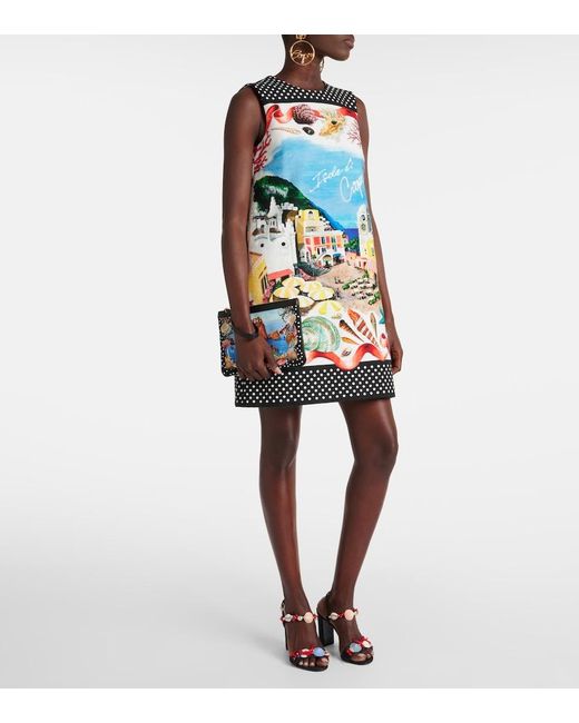 Dolce & Gabbana Blue Capri Printed Cotton Minidress