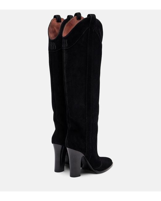 Paris Texas Black Lavinia Suede Knee-High Boots