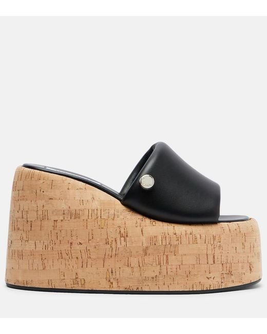 The Attico Black Mochi Leather Platform Slides