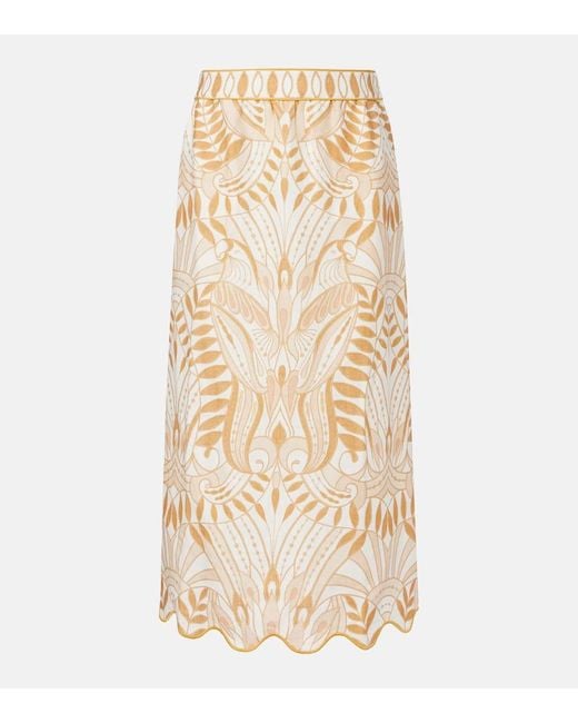 Jupe Midi Imprimee En Lin Farm Rio en coloris Natural