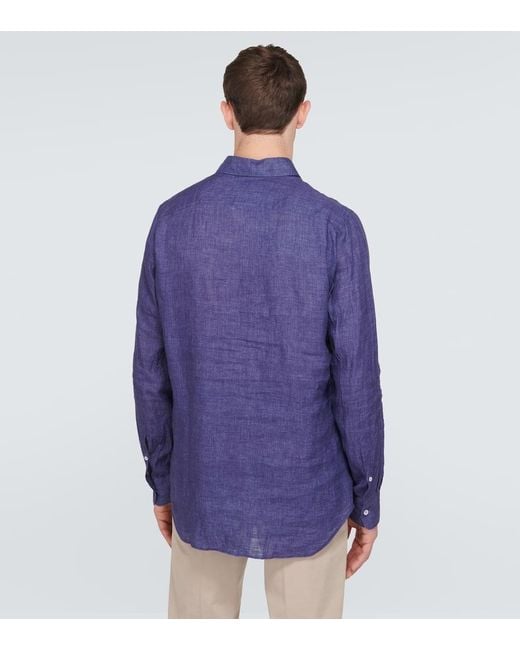 Camisa de algodon Canali de hombre de color Blue